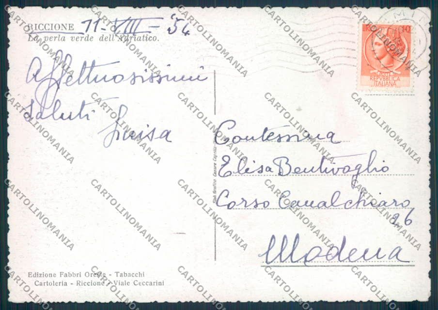 Rimini Riccione FG cartolina ZF5401 – retro