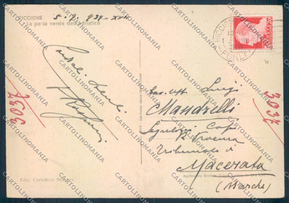 Rimini Riccione FG cartolina ZF5403 – retro
