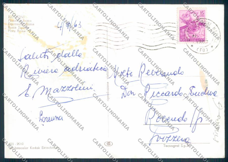 Rimini Riccione STRAPPO foto FG cartolina ZF5414 – retro