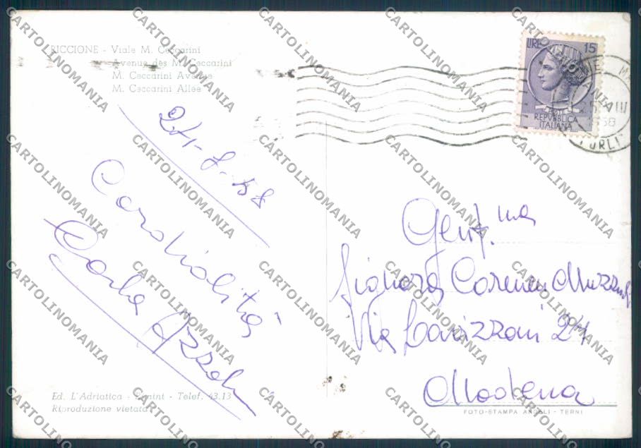 Rimini Riccione foto FG cartolina ZF5435 – retro