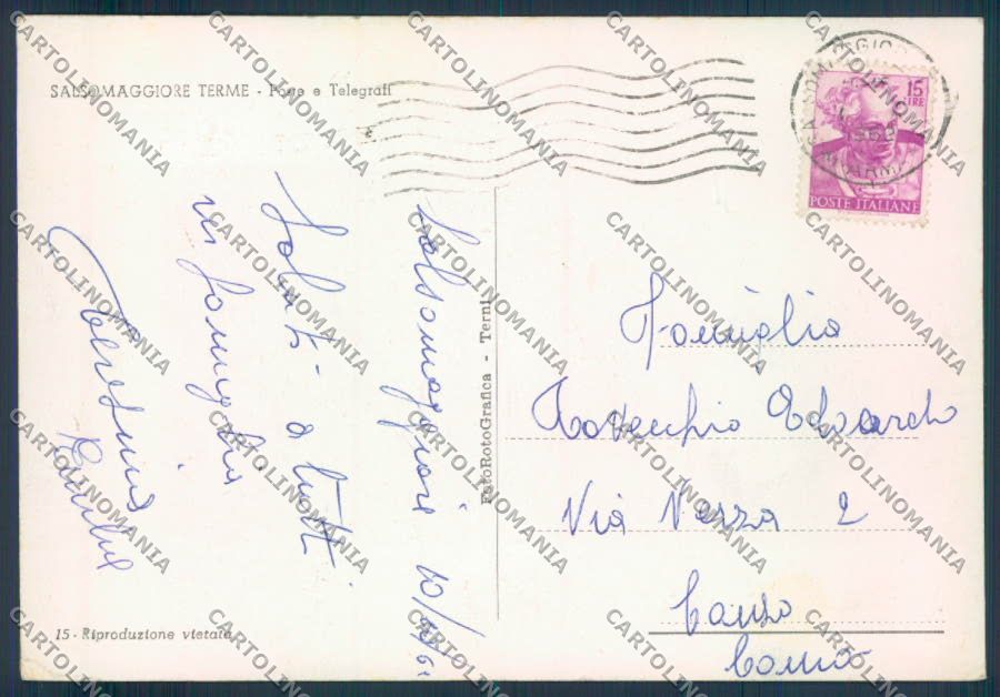 Parma Salsomaggiore Poste FG cartolina ZF5438 – retro