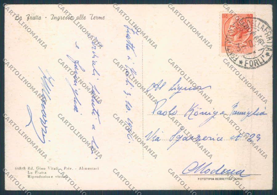 Forlì La Fratta FG cartolina ZF5537 – retro