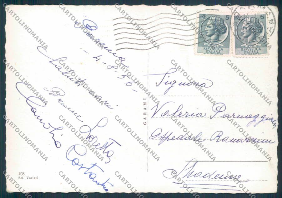 Parma città Saluti da FG cartolina ZF5584 – retro