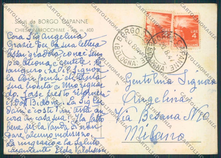 Bologna Borgo Capanne FG cartolina ZF5763 – retro