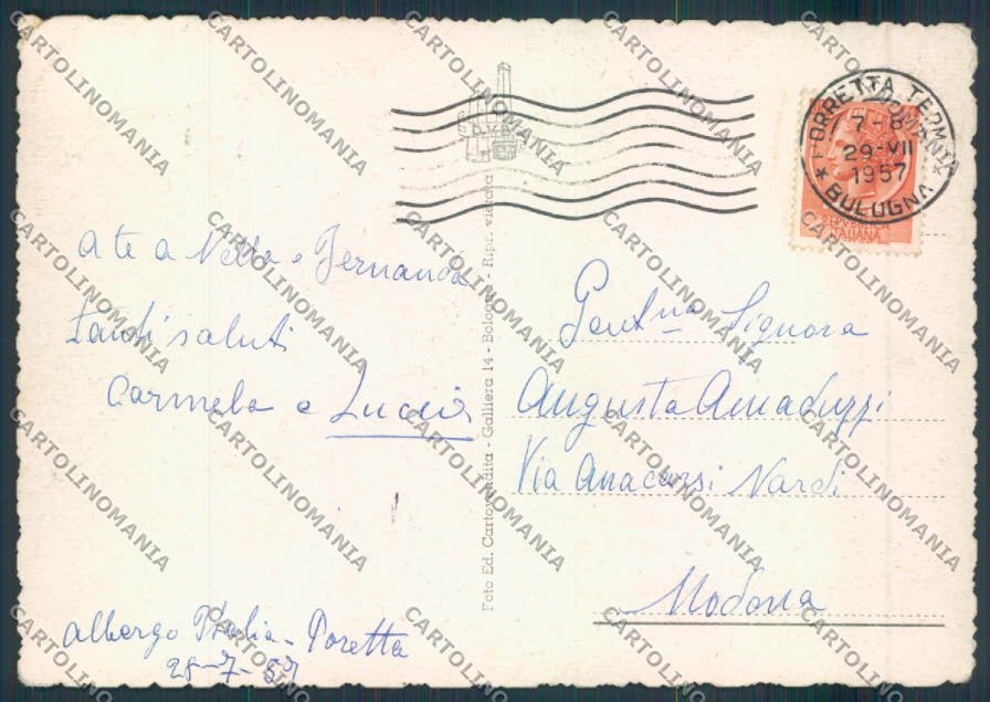 Bologna Porretta Terme PIEGA FG cartolina ZF5781 – retro