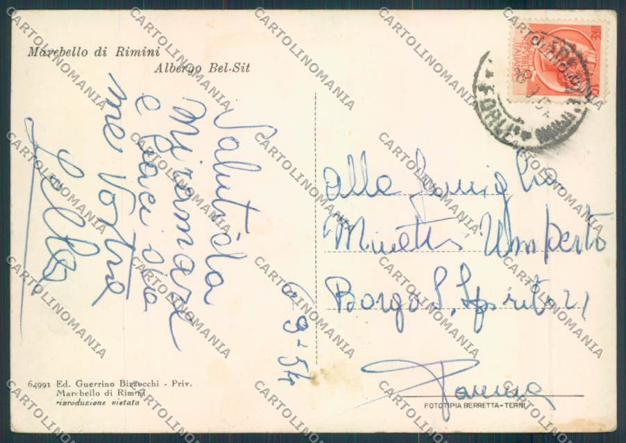 Rimini Marebello FG cartolina ZF5794 – retro