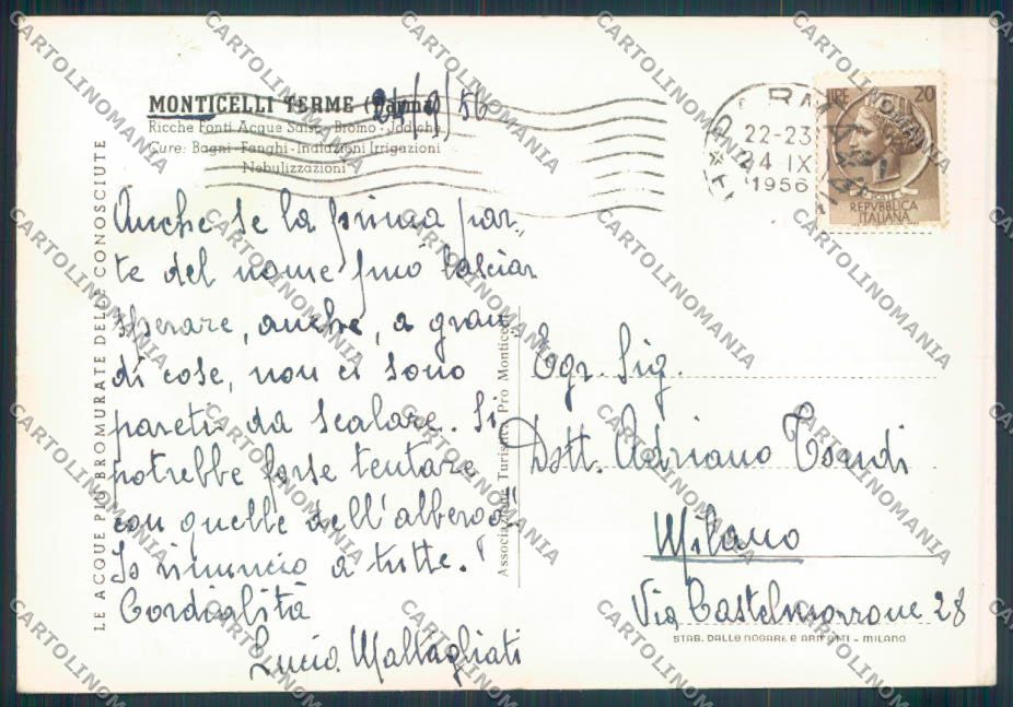 Parma Monticelli Terme FG cartolina ZF5821 – retro