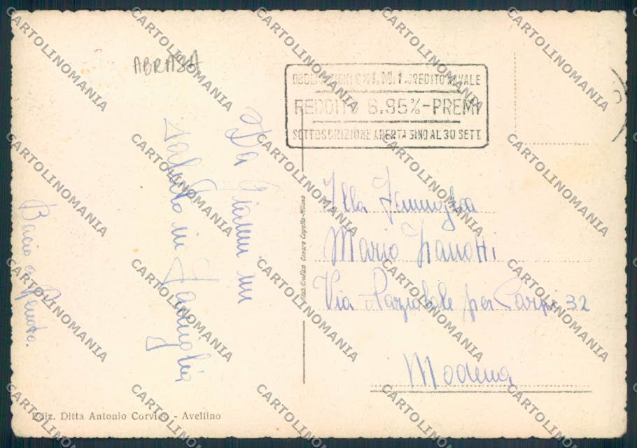Avellino Città Filovia ABRASA FG cartolina ZF5972 – retro