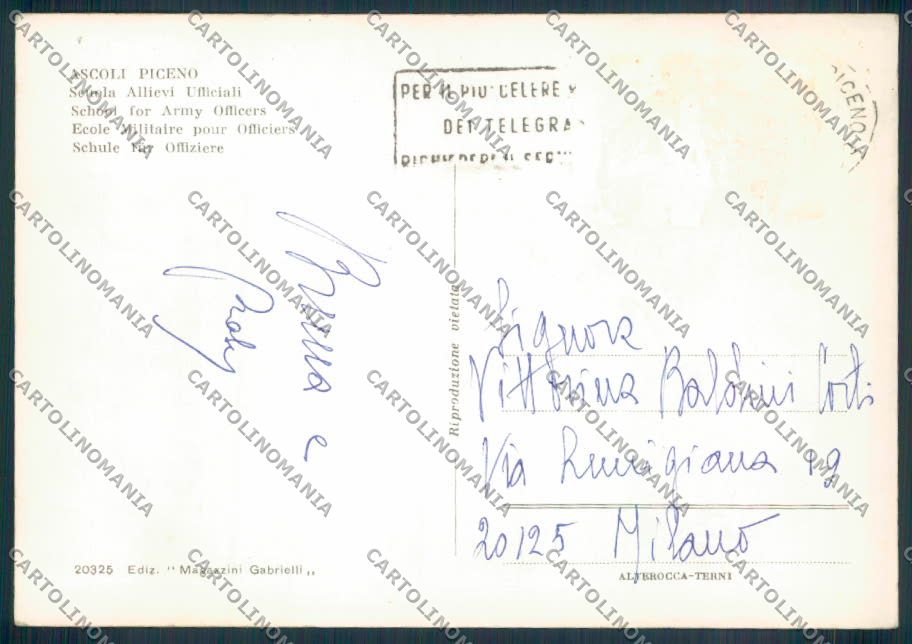 Ascoli Piceno Scuola Ufficiali Foto FG cartolina ZF6017 – retro