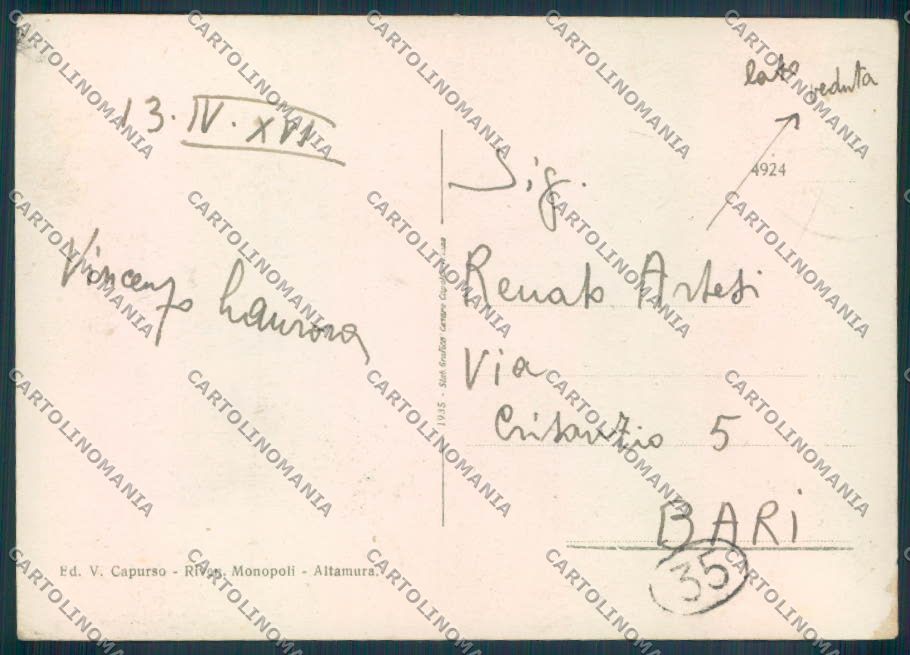 Bari Altamura FG cartolina ZF6066 – retro