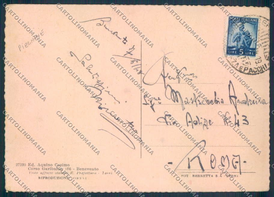 Benevento Città Poste PIEGHINE FG cartolina ZF6165 – retro