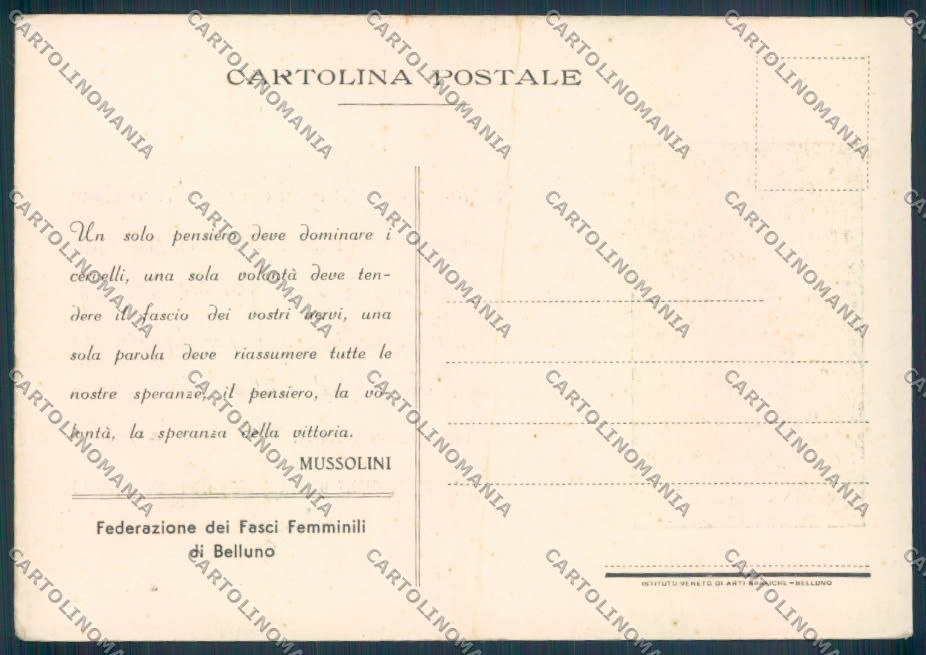 Belluno Fascismo Fasci Femminili FG cartolina ZF6183 – retro