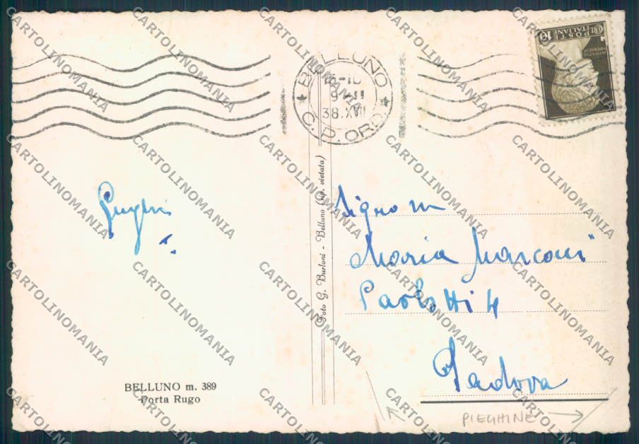 Belluno Porta Rugo PIEGHINE Foto FG cartolina ZF6184 – retro