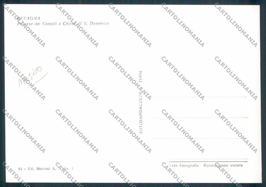 Perugia Bevagna ADESIVO FG cartolina ZF6238 – retro