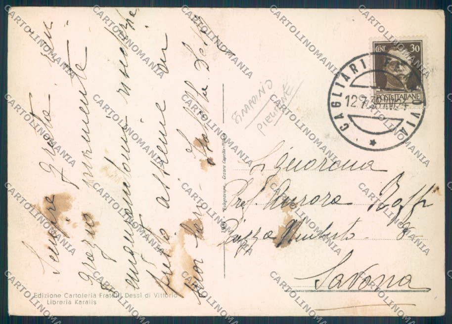 Cagliari Città STRAPPINO PIEGHINE FG cartolina ZF6275 – retro