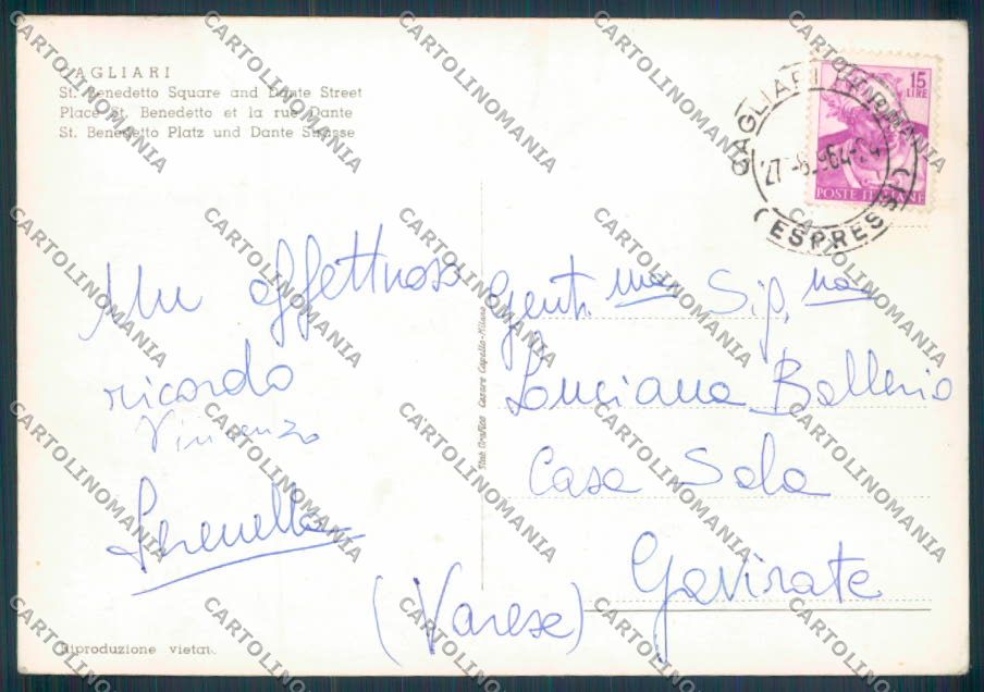 Cagliari Città Via Dante Foto FG cartolina ZF6303 – retro