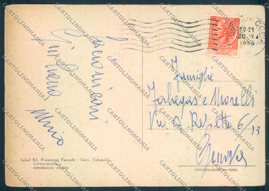 Roma Civitavecchia FG cartolina ZF6336 – retro
