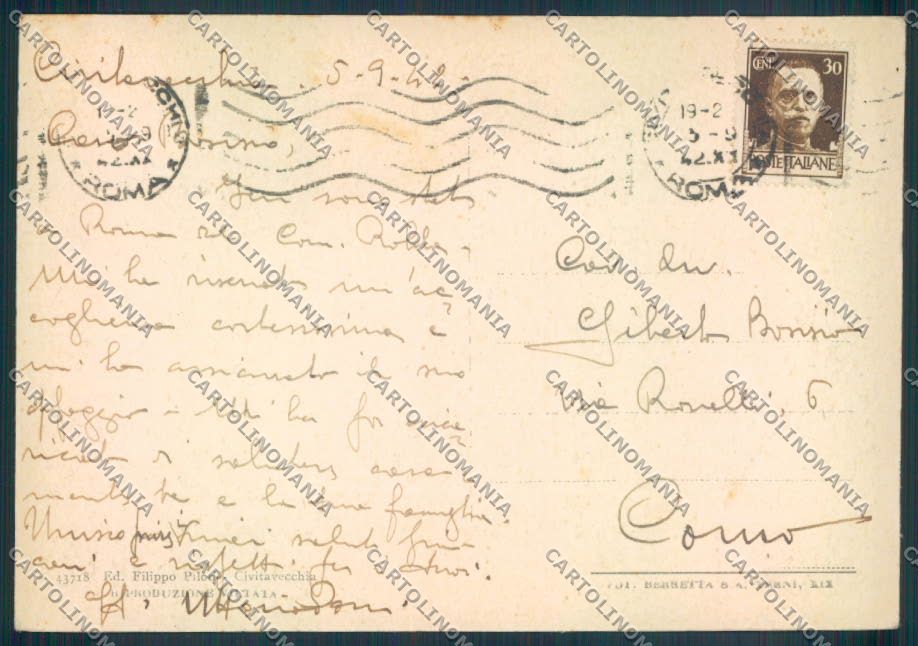 Roma Civitavecchia FG cartolina ZF6339 – retro