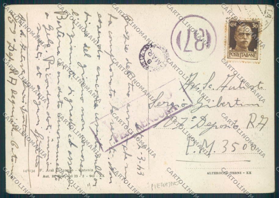 Catania Città Poste PIEGHINE FG cartolina ZF6383 – retro