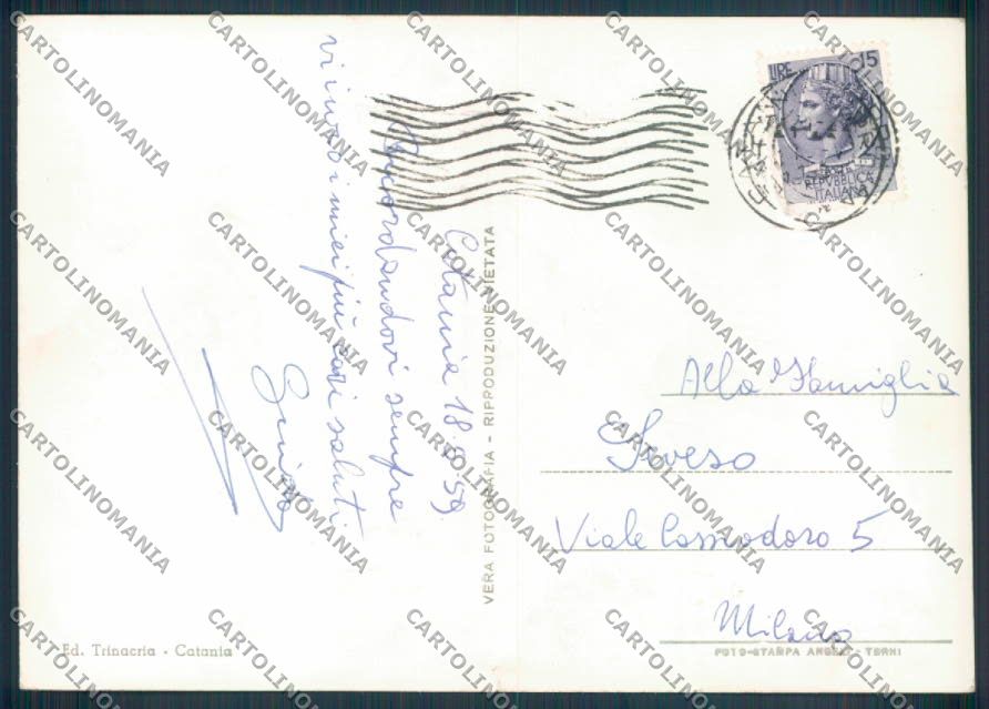 Catania Città Poste STRAPPINO Foto FG cartolina ZF6407 – retro