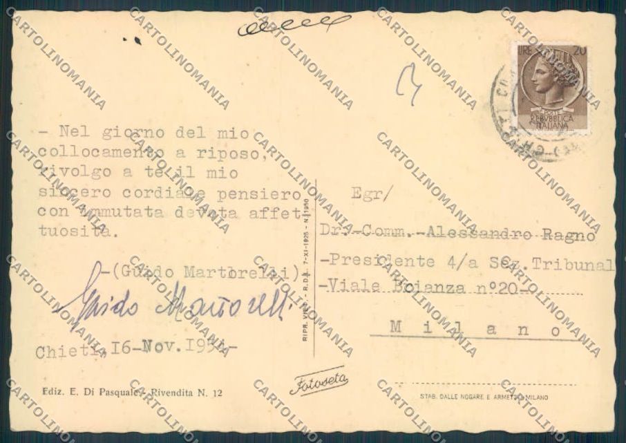 Chieti Città Poste FG cartolina ZF6422 – retro