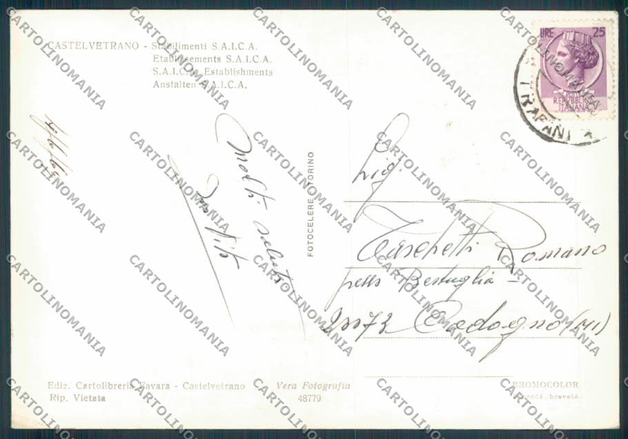 Trapani Castelvetrano SAICA Foto FG cartolina ZF6519 – retro