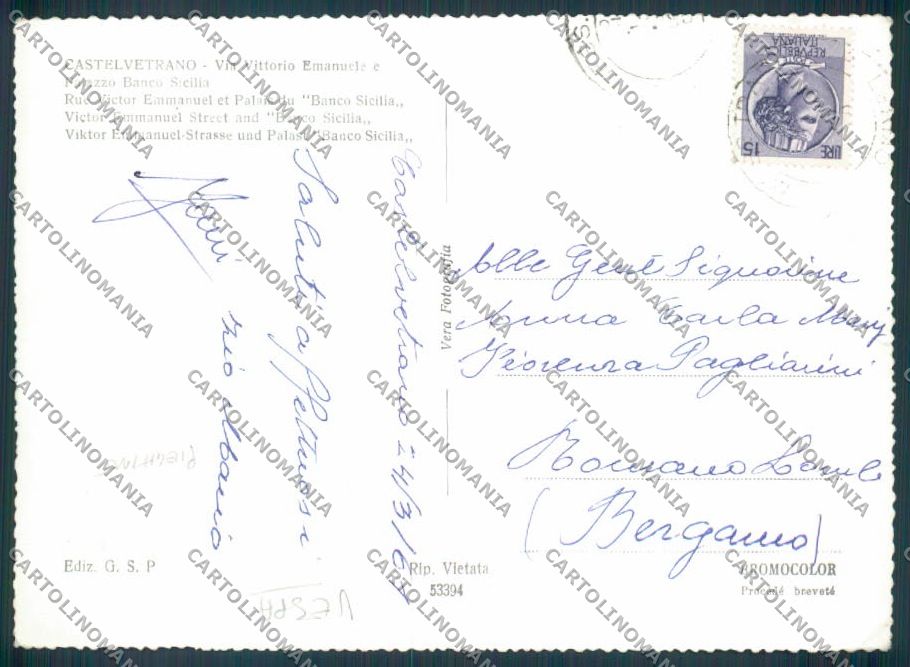 Trapani Castelvetrano Vespa Foto FG cartolina ZF6520 – retro