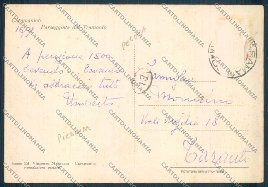 Pescara Caramanico PIEGHINE FG cartolina ZF6587 – retro