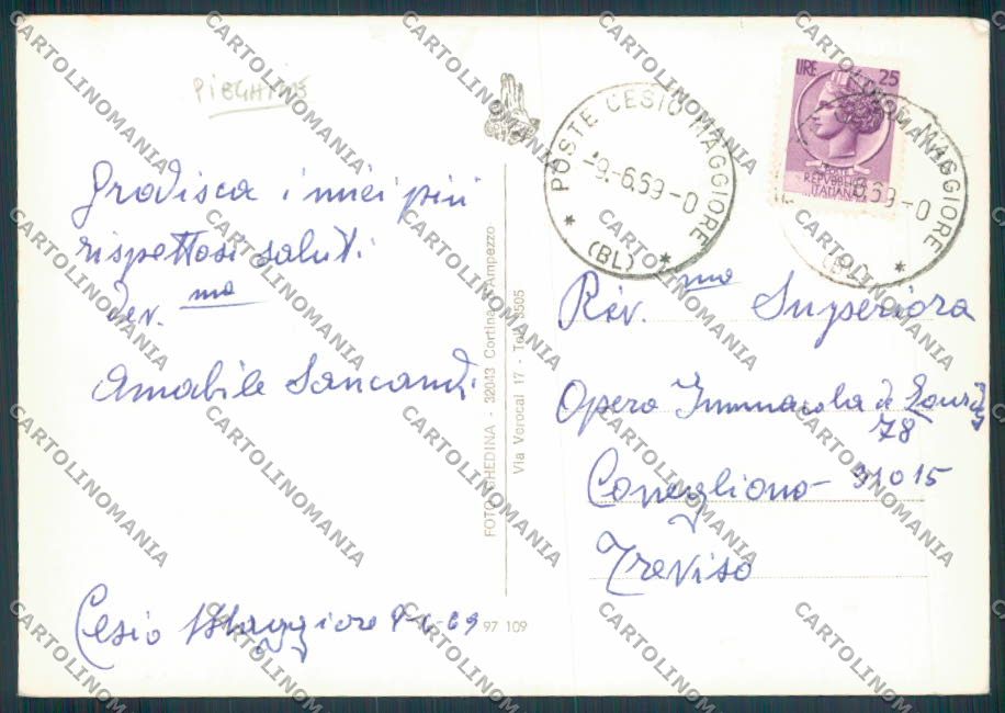 Belluno Cesio Maggiore Foto FG cartolina ZF6613 – retro