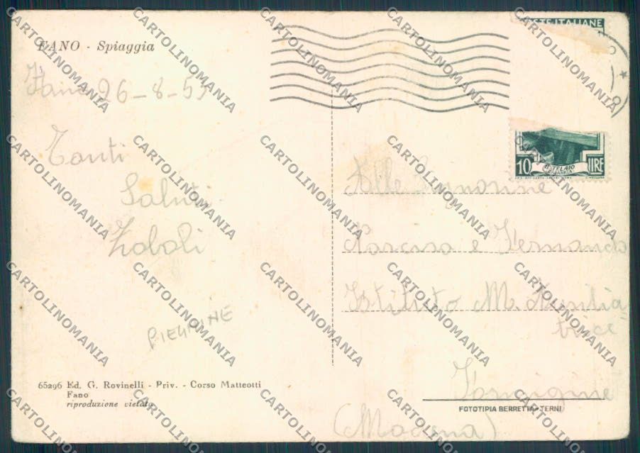 Pesaro Fano PIEGHINE FG cartolina ZF6701 – retro