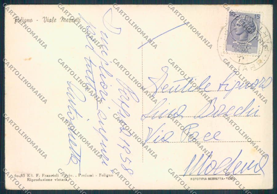 Perugia Foligno FG cartolina ZF6750 – retro