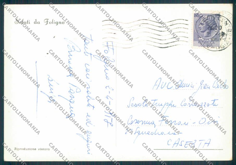 Perugia Foligno Scuola Artiglieria Foto FG cartolina ZF6763 – retro