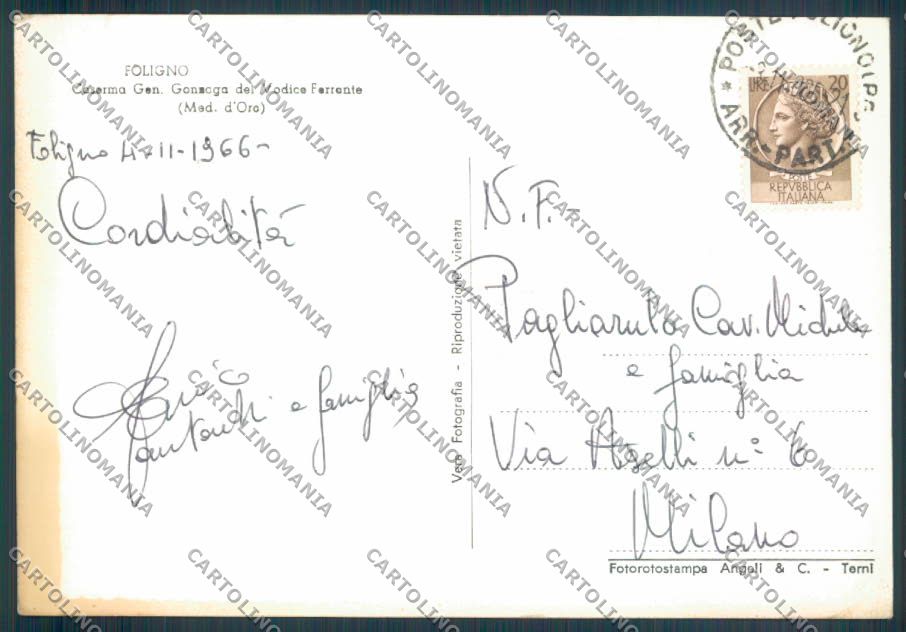Perugia Foligno Scuola Artiglieria Foto FG cartolina ZF6764 – retro