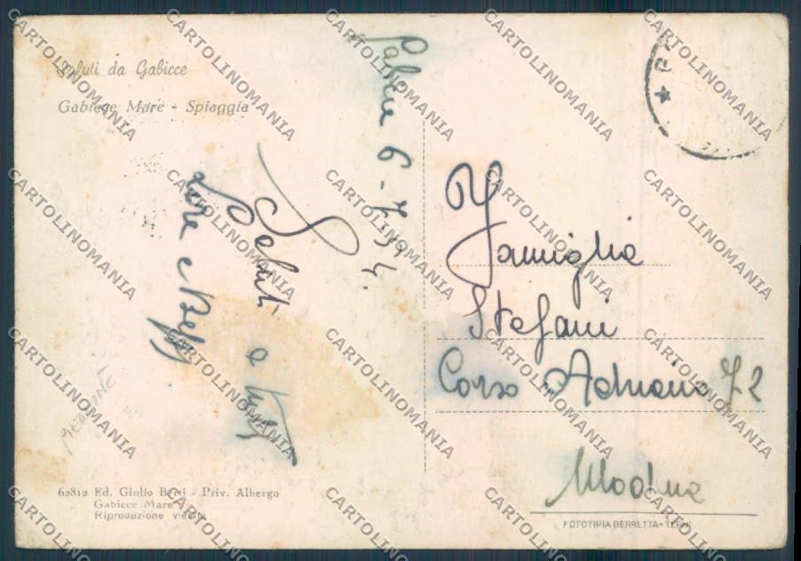 Pesaro Gabicce PIEGHINE FG cartolina ZF6915 – retro