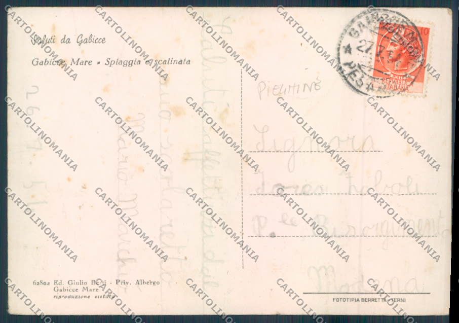 Pesaro Gabicce PIEGHINE FG cartolina ZF6917 – retro