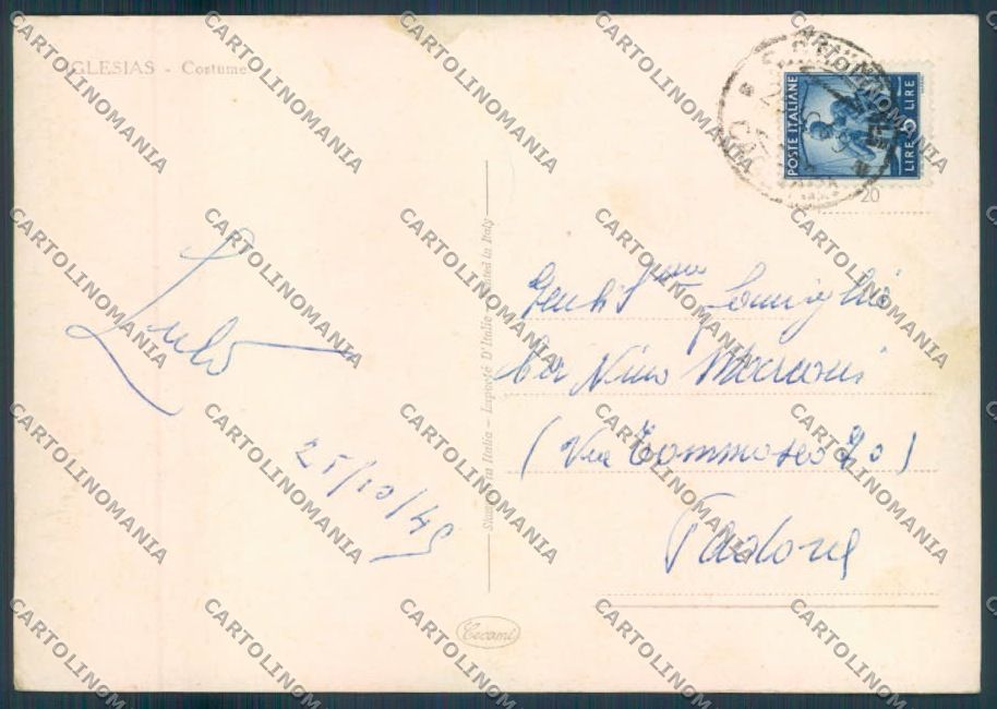 Cagliari Iglesias Costumi FG cartolina ZF7098 – retro