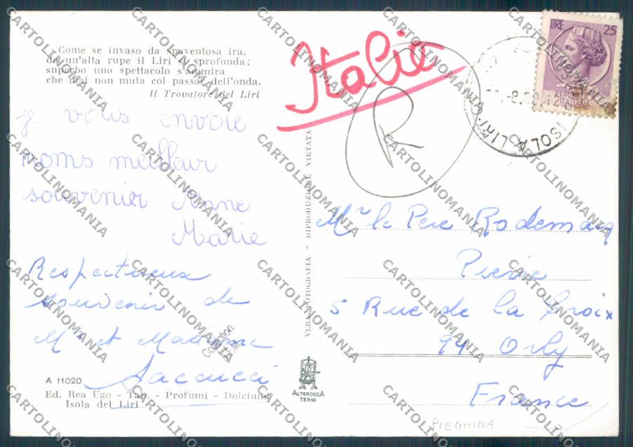 Frosinone Isola Liri PIEGHINA Foto FG cartolina ZF7119 – retro