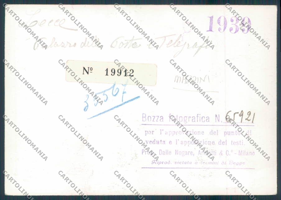 Lecce Mazzini Poste Bozza Foto FG cartolina ZF7146 – retro