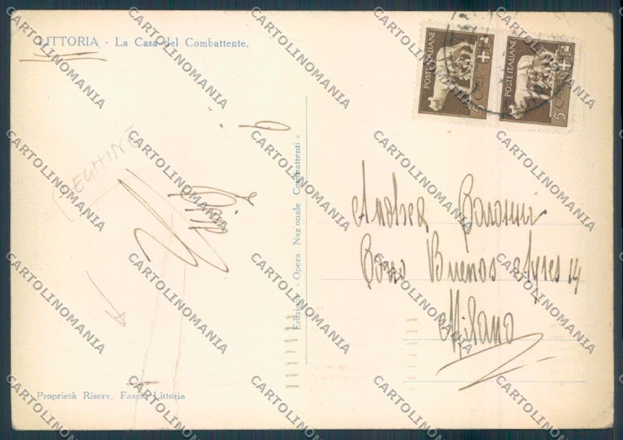 Latina PIEGHINE Casa Combattente FG cartolina ZF7149 – retro