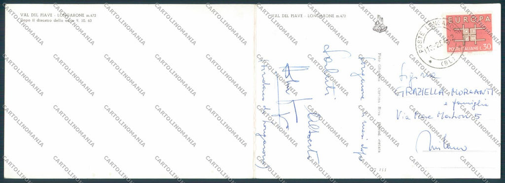Belluno Longarone doppia FG cartolina ZF7202 – retro
