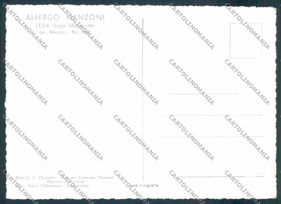 Novara Lesa Albergo Manzoni Foto FG cartolina ZF7226 – retro