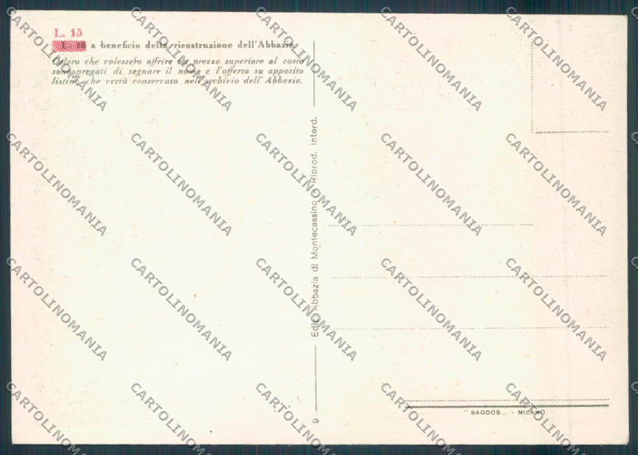 Frosinone Montecassino FG cartolina ZF7232 – retro