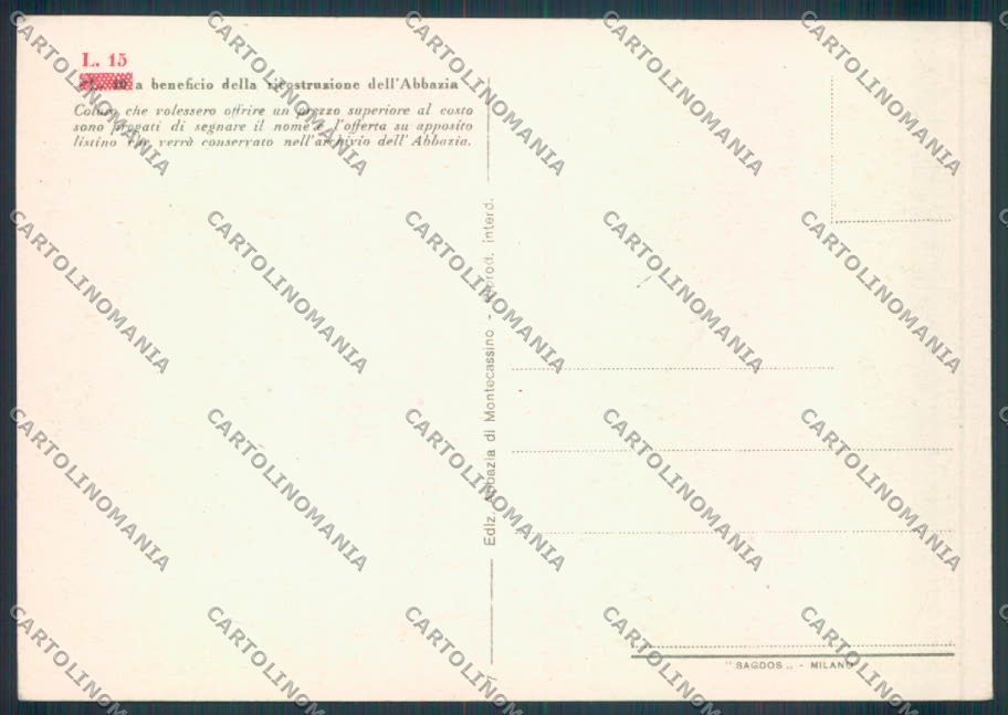 Frosinone Montecassino FG cartolina ZF7242 – retro