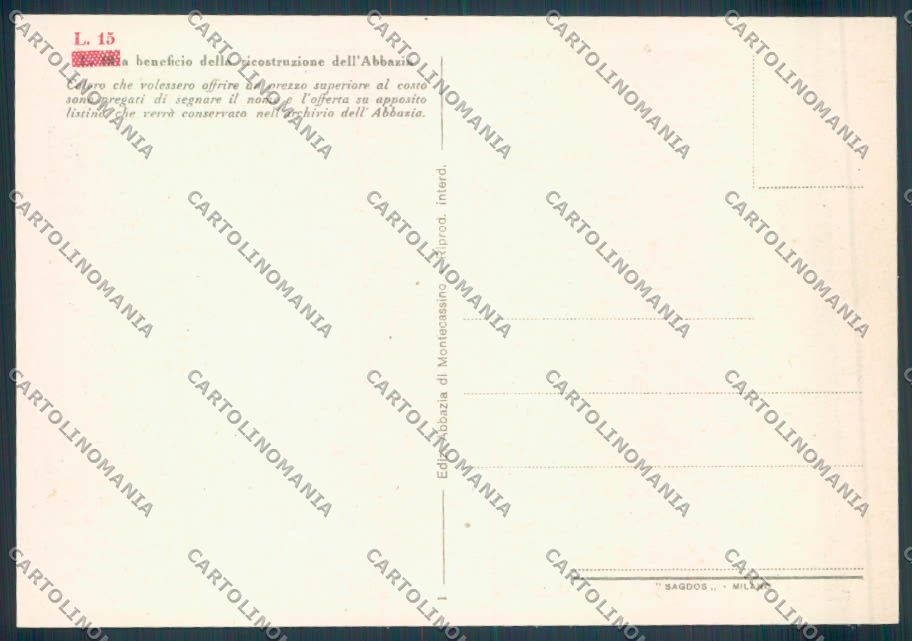 Frosinone Montecassino FG cartolina ZF7254 – retro