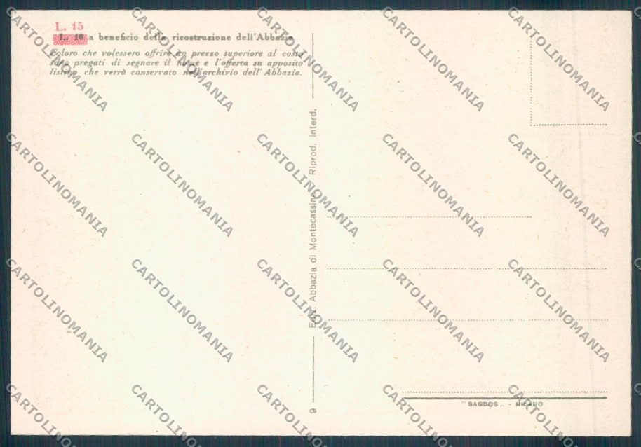 Frosinone Montecassino FG cartolina ZF7255 – retro