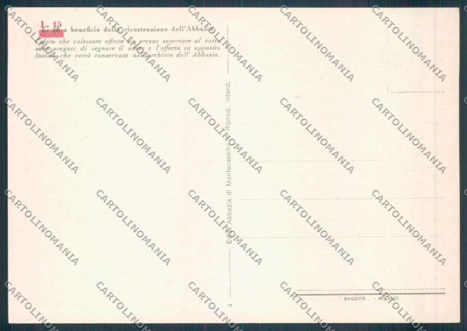 Frosinone Montecassino FG cartolina ZF7256 – retro