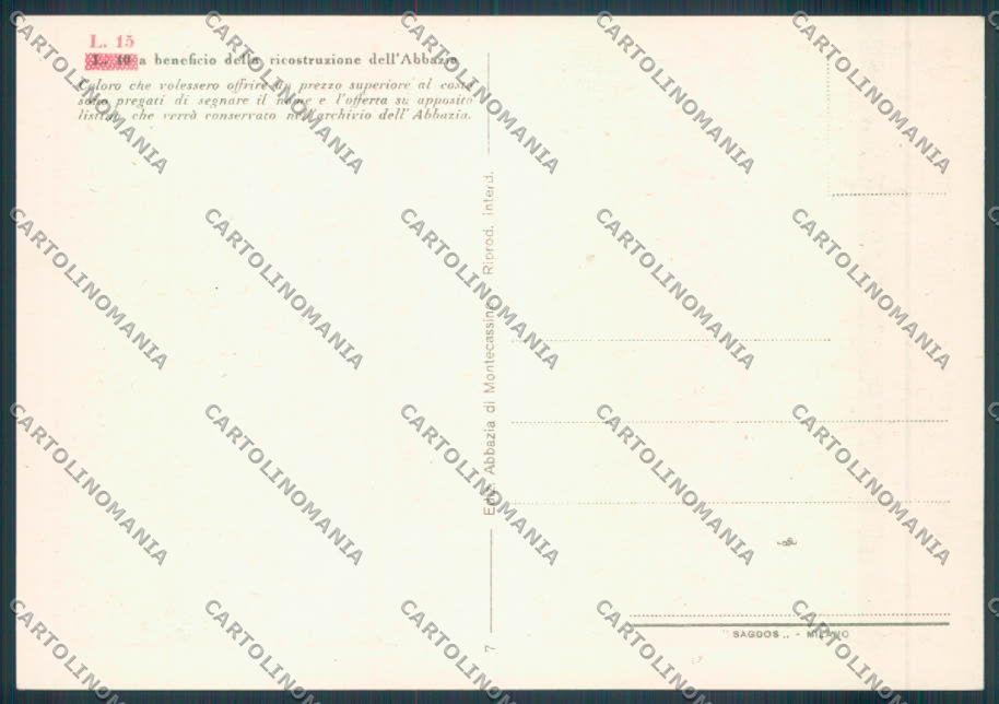 Frosinone Montecassino FG cartolina ZF7259 – retro
