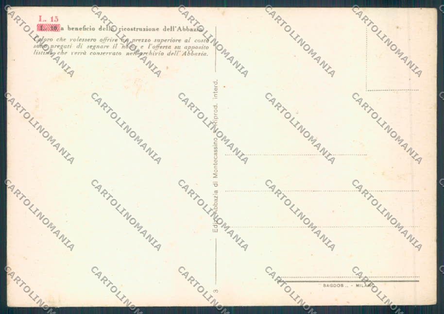 Frosinone Montecassino FG cartolina ZF7262 – retro