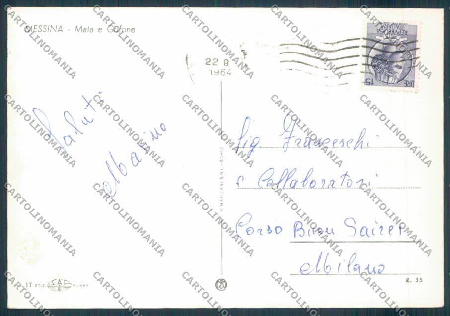 Messina Città Mata Grifone Foto FG cartolina ZF7289 – retro