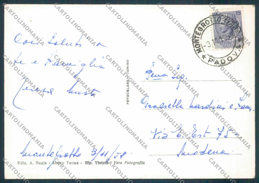 Padova Montegrotto Terme Foto FG cartolina ZF7325 – retro